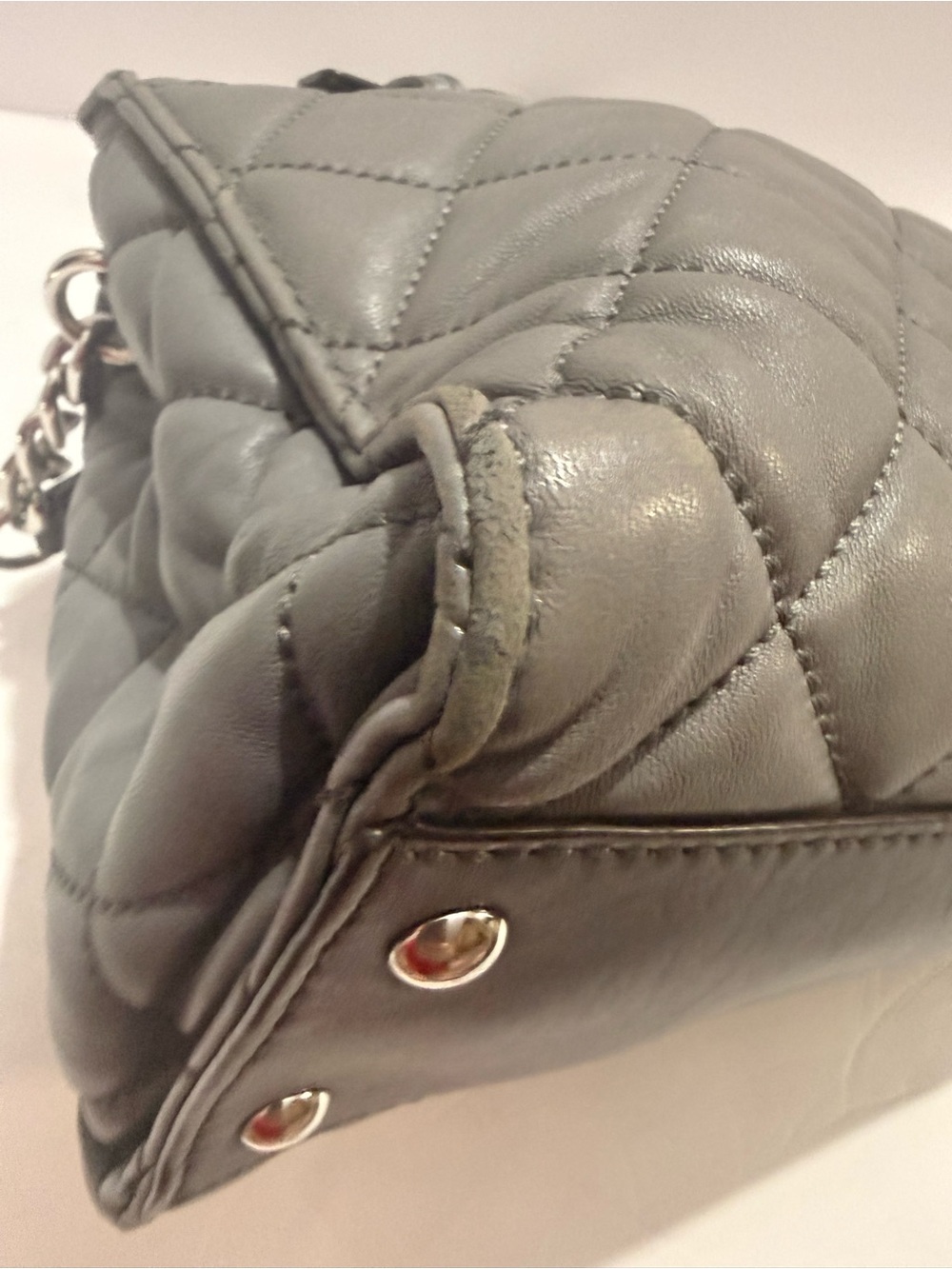Michael Michael Kors Gray Quilted Leather Satchel Crossbody - Picture 6 of 14